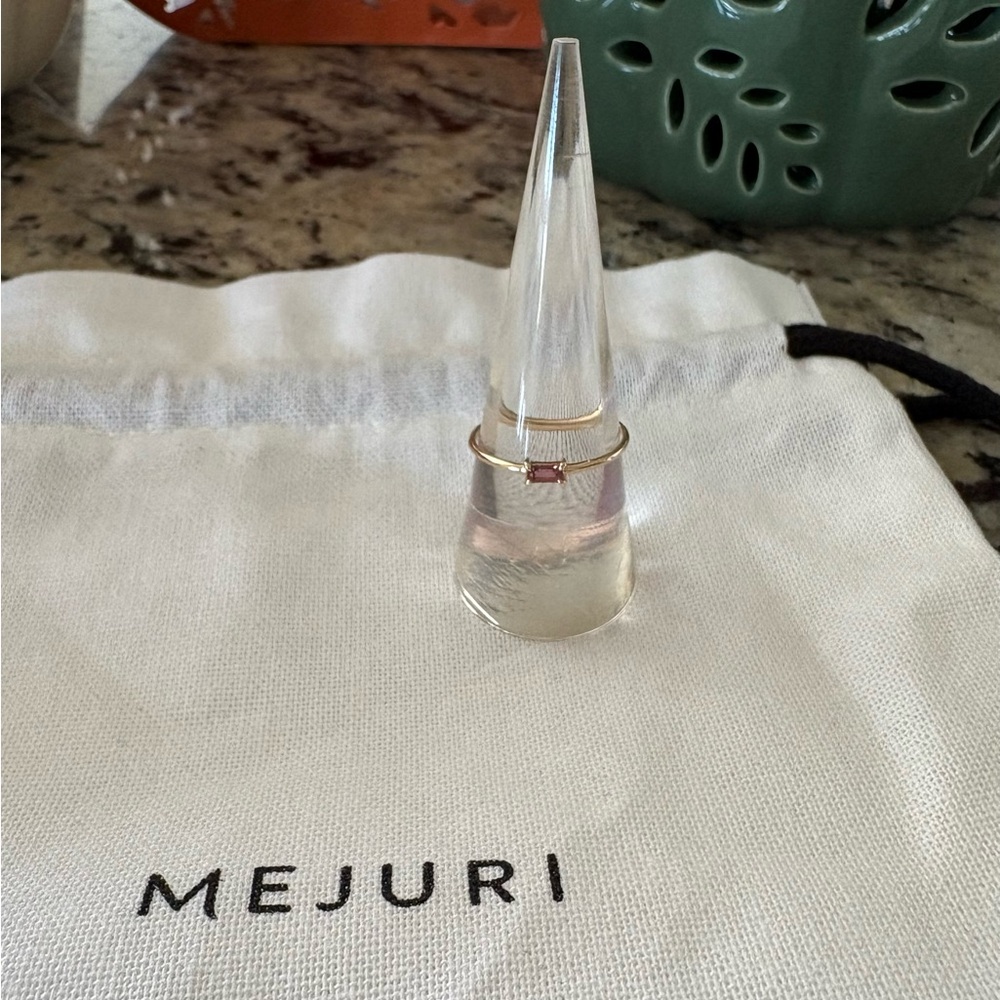 Mejuri Baguette Stacker Ring- Pink Tourmaline